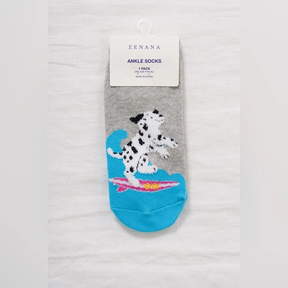 Zenana "Surfin' Pup" Dalmatian Ankle Sock - Single Pair - Picture 1 of 9